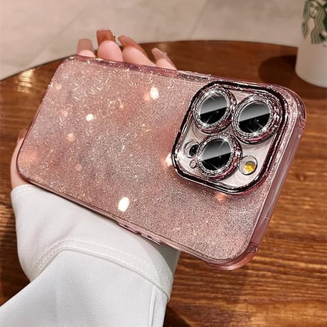 キラキラ iPhone15/15proケース レンズフイルム付 iPhone14pro/13/12カバー  高級感 ラメ入り 丈夫[M4115]