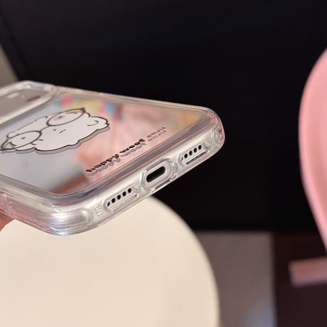 犬ちゃんミラー iPhone17Pro/17ケース 光沢感 iPhone16Pro/15Pro/14ケース 丈夫 便利 ギフトに最適[M6503]