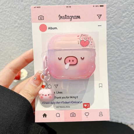 ブタ Airpods 4ケース めっちゃ可愛い エアーポッズ3/Pro2ケース airpodsproカバー キーホルダー付 ギフトにおすすめ[M5103]