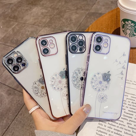 ジュエリータンポポ iphone13mini/12proケース  キラキラクリアiphone11pro/se3カバー  高品質 メッキ 頑丈 シンプル 全面保護 [M1811]