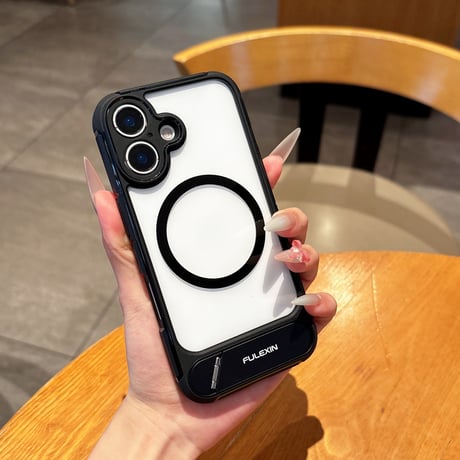 スタンド付 iPhone16/16proケース Magsafe対応 iPhone15promax/14/13proカバー 指紋防止マット シンプル風 男女兼用 [M5347]