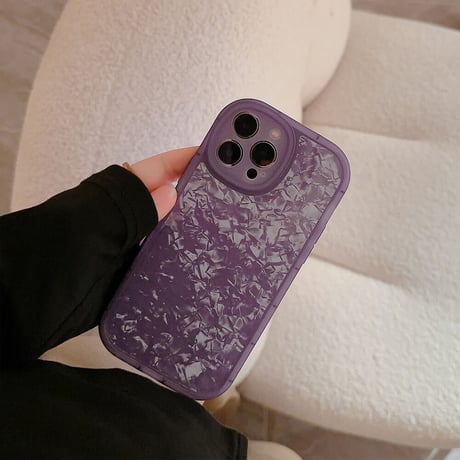 貝殻紋 アイフォン14/13proケース 紫色 キラキラ iPhone12/11proカバー 綺麗 エレガント  女子力アップ[M3337]