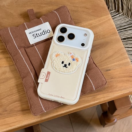 ニット熊 iPhone17Pro/17ケース 皮製 iPhone16Pro/15Promaxカバー 可愛い ギフトにおすすめ [M5779]