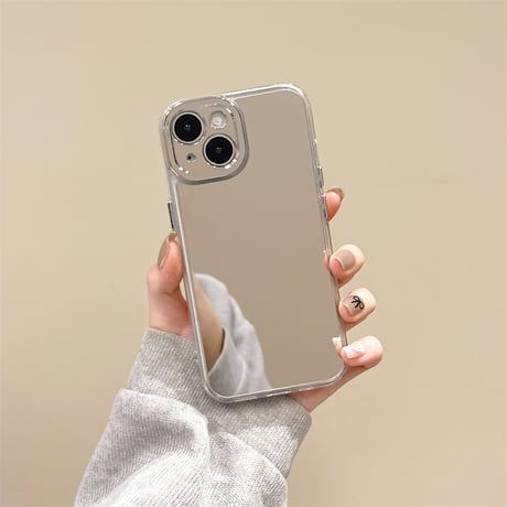 鏡 iPhone16/16Proケース シンプル アイフォン15pro/14/13proカバー メッキ メイク直しに便利 [M4566]
