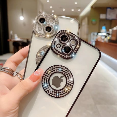 ジュエリー iPhone15/15proケース 黄ばまない キラキラ iPhone14/13/12カバー 女子力アップ きれい[M3952]