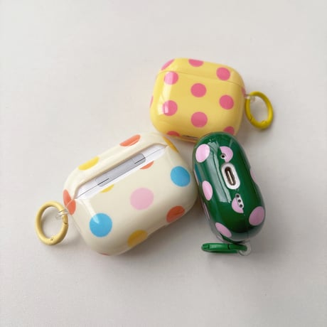 韓国っぽい AirpodsPro3ケース 水玉模様 Airpods3/pro2カバー 可愛い リング付 ガールズに人気[M5824]