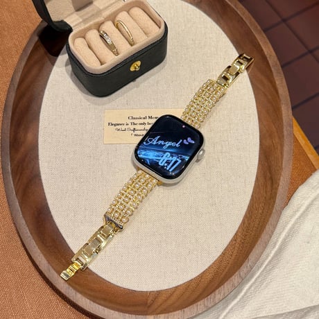 上品 AppleWatchバンド パールブレスレット  メタル AppleWatchベルト Series 11/10/9/8 SE3/2  Ultra3/2/1 高級感高品質 [M6408]