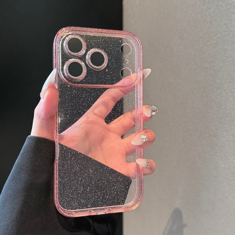 キラキラクリア iPhone17Pro/17ケース ラメレンズフイルム付 iPhone17ProMax/16/15Proカバー 定番アイテム 綺麗 [M5902]
