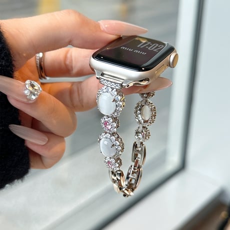 高級感高品質 アップルウォッチ10バンド ダイヤ/宝石デコ AppleWatchベルト Ultra3/2/1 Series 10/9/8 SE3/2/1 お洒落 [M5174]