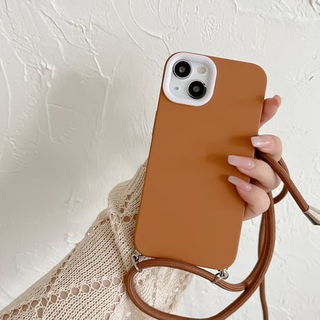 長いストラップ付 iphone14/13promaxケース シンプル風手さわりいいアイフォン12/11promaxカバー 便利 持ちやすい[M2152]