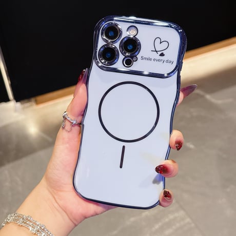 うねうねライン iPhone16e/16proケース Magsafe対応 ハート柄 iPhone15pro/14/13/12カバー 頑丈 涼しい感じ 人気[M5359]
