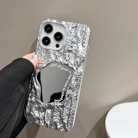 ショルダーチェーン付 iPhone16/15Proケース 鏡付 シック iPhone13Pro/14/12proカバー お洒落 [M4583]