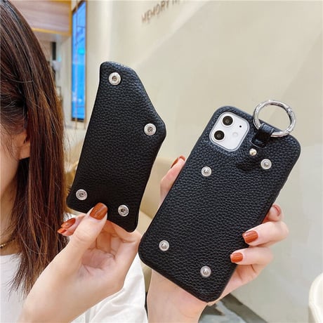 小銭入れ付 iphone14pro/13ケース レザー製 リング付きアイフォン12mini/11proカバー シンプル便利 [M2153]
