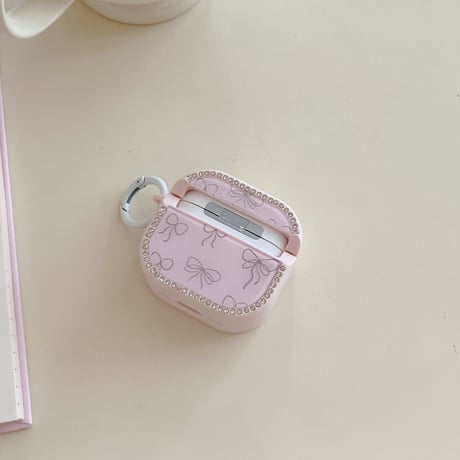 MagSafe対応 AirPodsPro3ケース リボン ジュエリーライン Airpods4/3ケース  AirpodsPro2/Pro1カバー  ギフトにおすすめ [M5913]