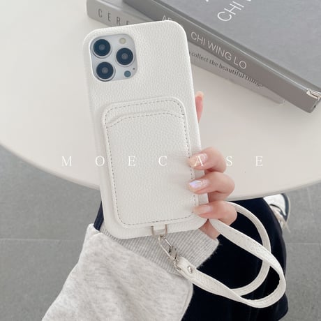 ICカード収納 iPhone14/15proケース  革製 アイフォン13pro/12mini/11proケース ストラップ付 高品質 使いやすい シンプル風[M2736]