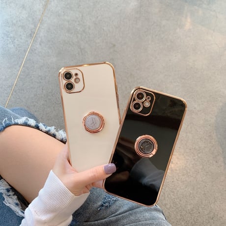 スマホリング付 iphone11/12promaxケース 金色枠ツヤありアイフォンSE2/XSMAXカバー スタンド機能付 落下防止 頑丈耐久性耐衝撃 M300