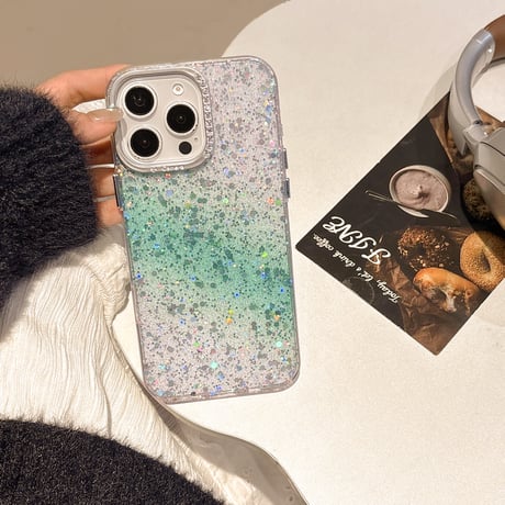 春におすすめ iPhone16pro/16ケース キラキララメ ジュエリー iPhone15Pro/13/14カバー グラデーションカラー 可愛い [M5091]