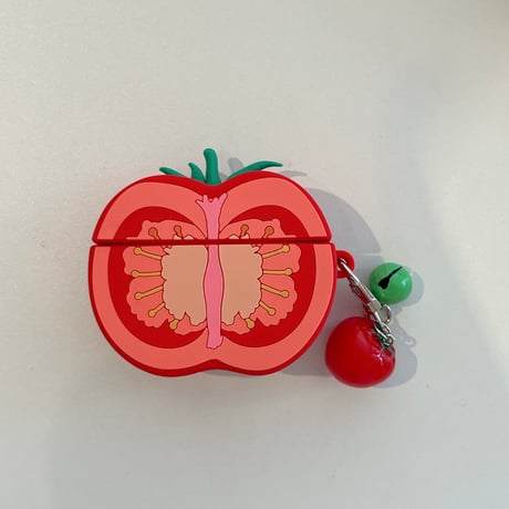 トマト Airpods Pro3ケース  美味しいそう Airpods 4/3カバーケース AirpodsPro2/1  キーホルダー付 頑丈 [M6329]
