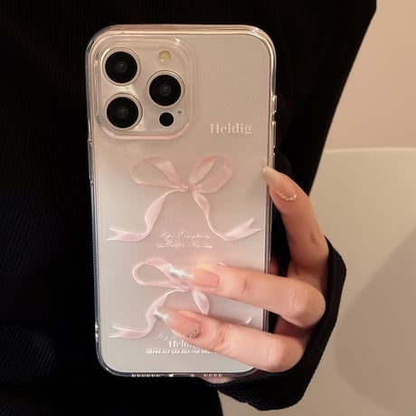 ピンクリボン iPhone15/15pro/15plusケース クリアアイフォン14pro/13/12カバー 使いやすい [M4232]