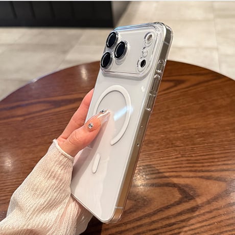 MagSafe対応 iPhone17ProMax/16proケース クリア 高透明度 レンズフイルム付シンプル 高品質 ハードケース[M3481]
