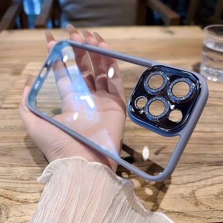 iPhone15/15proケース キラキラ インナー シート付 レンズ保護フィルム オシャレ 黄ばまないiPhone14/13/12カバー [M3526]