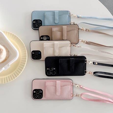 iphone14Plus/13proケース  カード入れ3個 ショルダー付き レザーアイフォン12mini/11カバー  高品質 便利 スタンド機能 [M2163]
