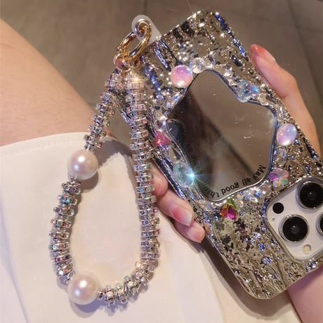 キラキラ真珠ストラップ iPhone、Xperia、Galaxy、Sharp、huaweiなど全種類対応  オシャレ 可愛すぎ 便利 ギフトに最適 ガールズに人気M3924]