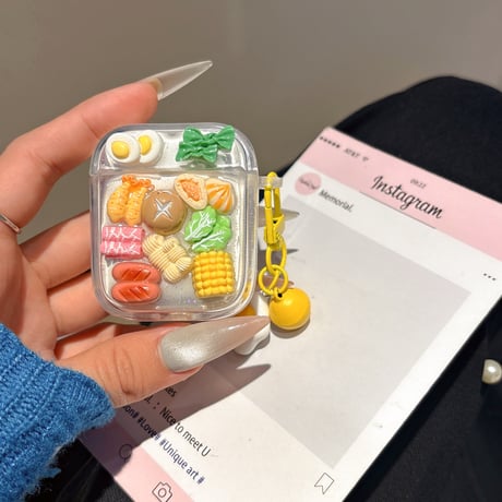 食べ物 Airpods 4ケース 玉子焼きキーチェーン付 Airpods3/Pro2ケース airpodspro2カバー  女子力UP 大人可愛い ギフトにおすす[M5248]