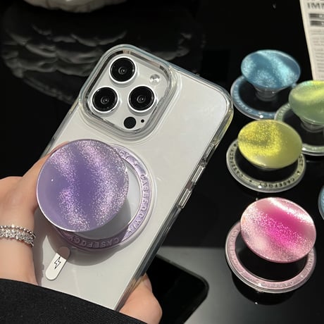 きれい スマホグリップスタンド グラデーションカラー マグネットタイプ  可愛い キラキラ トレンド感 実用 ギフトにおすすめ[M4424]