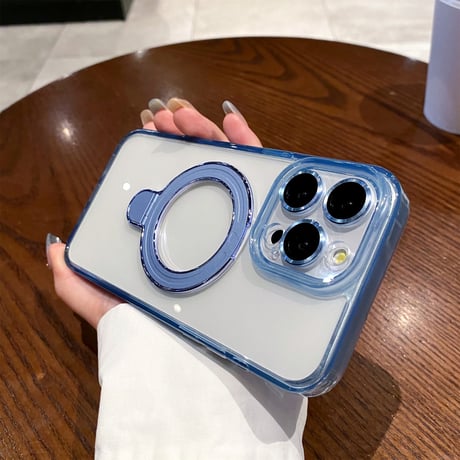 黄ばまない iPhone15pro/15promaxケース  MagSafeリングスタンド レンズフイルム iphone14/13pro/12カバー 耐衝撃 高機能[M4137]
