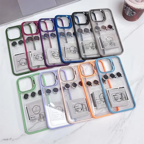 スタンド付 iPhone17pro/17promaxケース ガラス製レンズ保護フィルム付 耐衝撃 カッコイイiphone16Pro/15/14シリーズ[M3553]