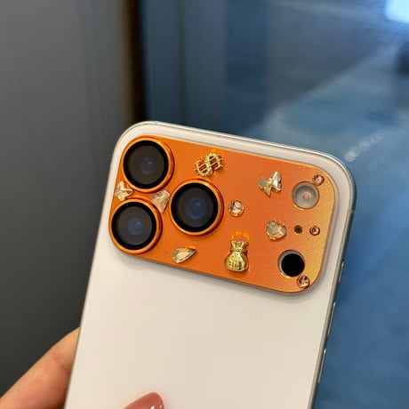 クール カメラ保護カバー メタル iPhon17ProMax/17Pro/17/Air 可愛いバレエシューズストラップ 女子力アップ [M5915]