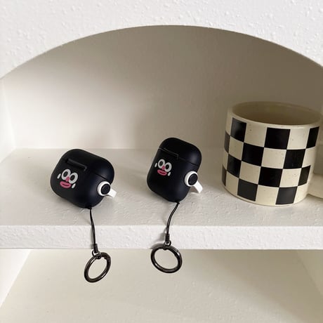 可愛い顔 Airpods4ケース スタンド付 AirpodsPro2ケース airpods3/2カバー  リング付 耐久性ある [M5292]