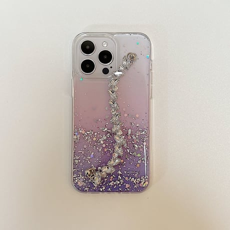 オシャレダイヤモンドチェーン iPhone14pro/14promaxケース グリッター入り アイフォン13/12proカバー  綺麗  ガールズに超人気 可愛い 実用 [M2559]