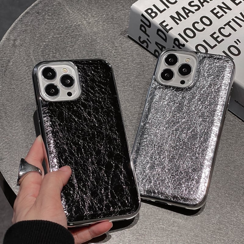 ひび割れ模様 iphone13/14ケース クール メッキ枠 アイフォン12 ひび割れ模様 iphone13/14ケース クール メッキ枠 アイフォン12