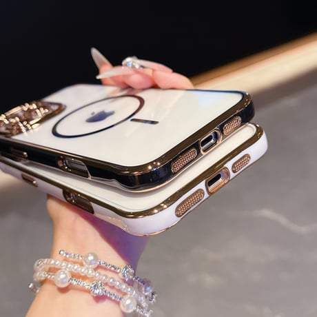 メタリックカラー iPhone16pro/16promaxケース Magsafe充電 カメラ保護 iPhone15/14/13proカバー 黄ばまない お揃い [M5511]