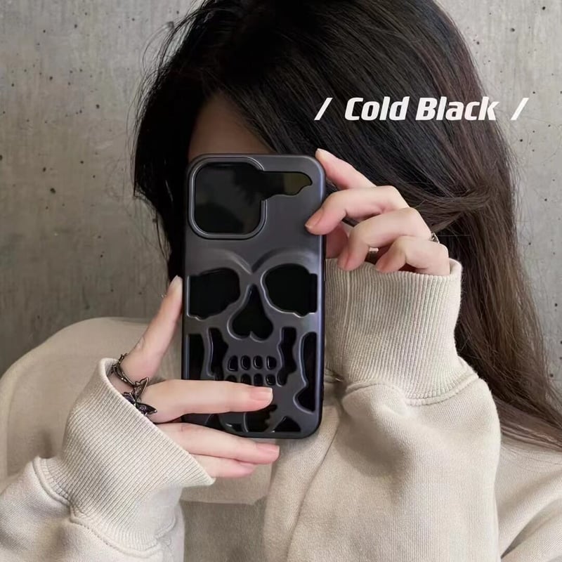 iPhone16対応】ドクロ iPhone15pro/14promaxケース 透かし彫り