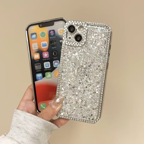 ジュエリー iphone15pro/15promaxケース キラキラグリッター入り iphone14pro/13/12proカバー 美しい 高級感 高品質[M4143]