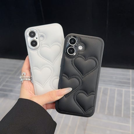 ハートキルティング iPhone17ProMax/17Proケース カメラ保護 レザー iPhone17/Airカバー エレガント 高品質耐衝撃 [M5827]