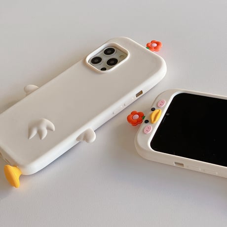 花ダック iphone13/14proケース  可愛い アイフォン13/12/11promaxカバー   超キュート 人気品 プレゼントにおすすめ[M2207]
