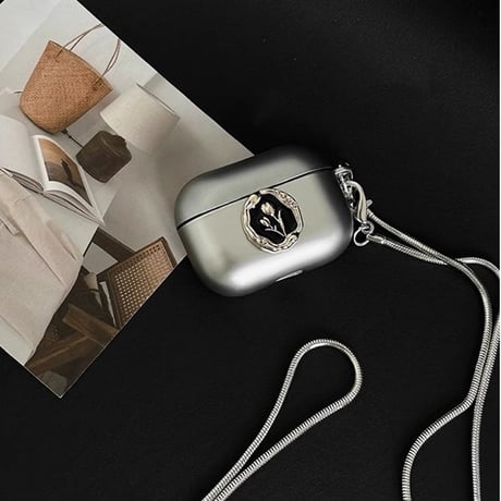高級感 Airpods 4ケース チューリップ  Airpodspro2/proカバー Airpods3/2 ビーズストラップ/ショルダーストラップ オシャレ[M4753]