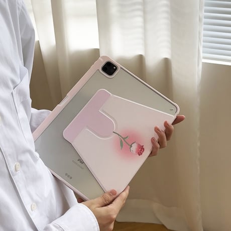 バラ柄 iPad9/8世代ケース アイパッドiPad mini第6世代カバー 10.5/10.2/9.7インチ  卓上スタンド  360度回転可 耐衝撃 折り曲げ防止[M2427]