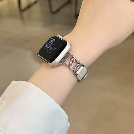 レザー Applewatchベルト ジュエリーハート アップルウォッチバンド 高品質 Ultra3/2/1 Series 10/9/8 SE3/2/1 おしゃれ[M5657]