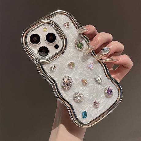 ダイヤ iPhone16/16Proケース うねうねキラキラ iPhone15Pro/14/13pro/12ケース 豪華  上品 指紋防止/落下防止[M4719]