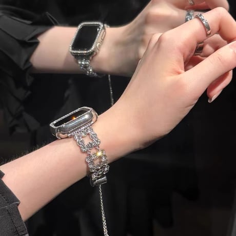 メタルビジュー Applewatch 10ベルト キラキラ 高級感 Ultra2/1/SE2/1/Series9/8/7/6/5/4/3/2/1アップルウォッチバンド おしゃれ[M4622]
