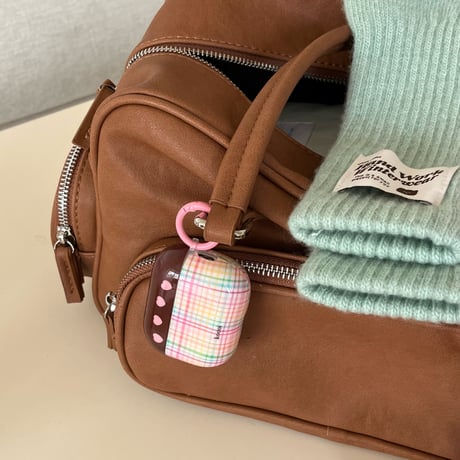 ハート柄/チェック柄 Airpods 4ケース ガーリーファッション Airpods3/2カバー Airpodspro2/pro リング/リボンキーチェーン かわいい[M4838]