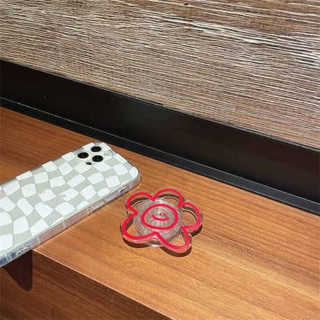 笑顔の花 グリップ   折り畳み式 スマホリング グリップトーク  可愛い  スタンド機能付き 透明感  全機種対応M1215