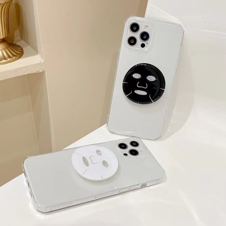 フェイスパック グリップ付 iphone13pro/12ケース   美容マスク クリア耐衝撃iphoneXR/11カバー   頑丈  多機能M952