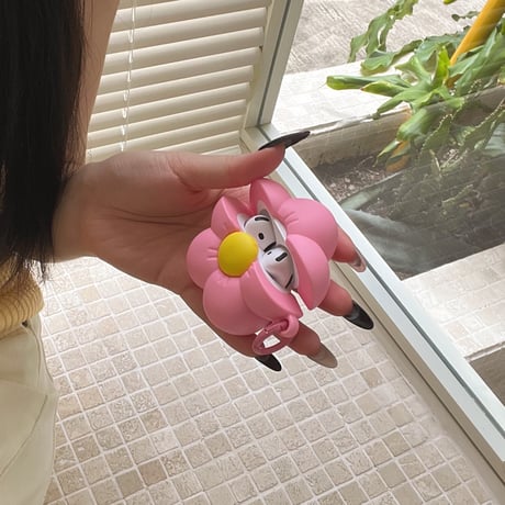 花 Airpods4ケース ギフトにおすすめ AirpodsPro2ケース airpods3/2ケース リング付 シリコン ピンク[M5510]