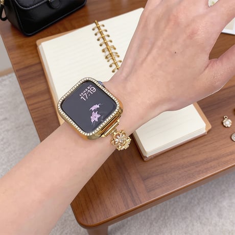 ダイヤデコ花  AppleWatchバンド 通気性よい AppleWatchベルト Series 11/10/9/8 SE3/2  Ultra3/2/1 高級感高品質 おしゃれ[M6413]